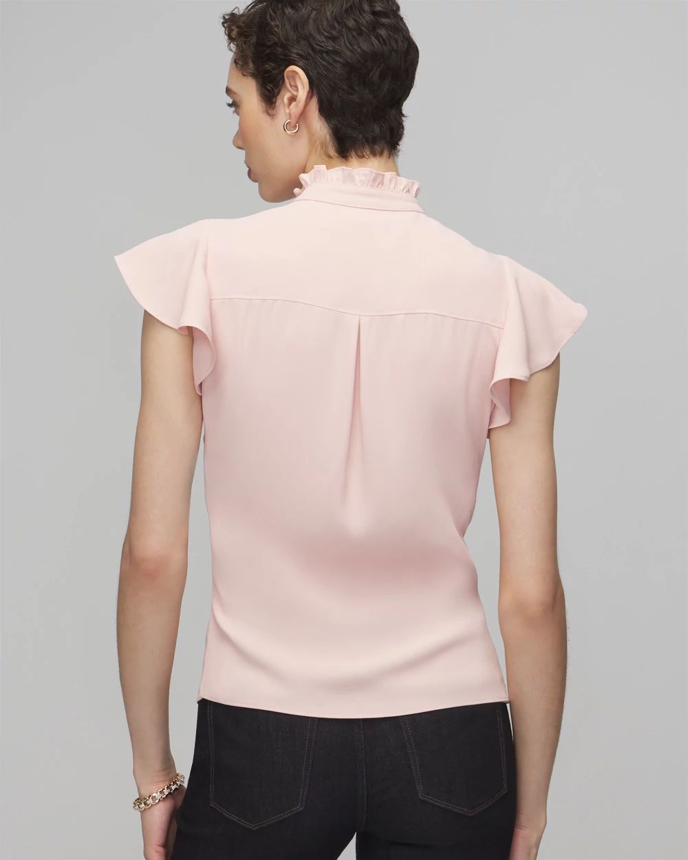 Short Sleeve Flutter Sleeve Shell Top | White House Black Market
